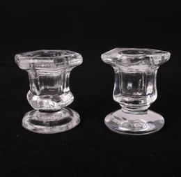 Taper Candle Holder Glass Centrepiece Clear Candlestick Holders Fit 0.75 inch Decorative Stand 2.4 inch Height for Table Wedding Party SN4525