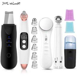 Ultrasonic Skin Scrubber+Blackhead Remover Electric Pore Cleaner+Nano spray Face Steamer+facial massager instrument+Eye beauty 220505