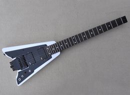 White Headless Electric Guitar with Floyd Rose Rosewood Fretboard 24 Frets