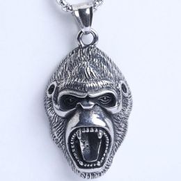 Pendant Necklaces Punk Hip Hop Gothic Chimpanzee Stainless Steel Necklace Men Fashion Friends Valentines JewelryPendant