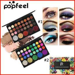 Makeup Popfeel 29 Colors Eyeshadow Palette Matte Shimmer Glitter Nude Pigmented Metallic Finish Eye Shadow Candy Bling Eyeshadow