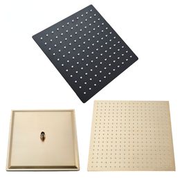 8/10/12 Inch Stainless Steel Rainfall Shower Head Black/Brushed Gold Round&Square Top Showerhead for Bathroom Shower