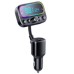 T67 18w fast charging Wireless AUX Out Car Radio Modulator FM Transmitter Bluetooth Hands Free Kit MP3 Player with PD Type C double USB Charger