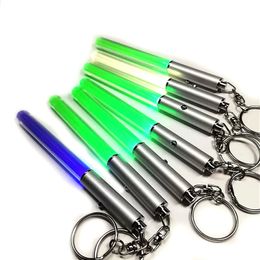 LED Flashlight Stick Keychain Party Supplies Mini Torch Aluminium Key Chain Key Ring Durable Glow Pen Wand Lightsaber Light Fire Sticks