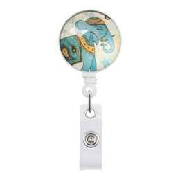 Office & School Supplies ABS Selling cartoon baby elephant Badge Telescopic Easy Pull Buckle Badge Reel Back Clip Certificate Cover