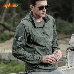 Summer Waterproof Quick Dry Tactical Skin Jacket Men Hooded Raincoat Thin Windbreaker Sunscreen Army Military 220715