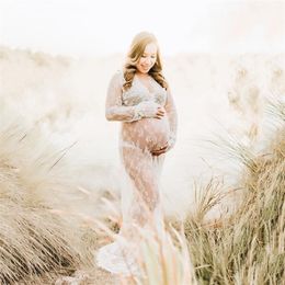 Lace Pregnant Woman Dress Maternity es For Po Shoot Robe Grossesse Baby Shower Pography 220419