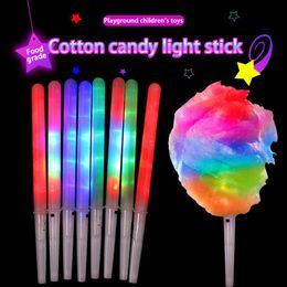 Colourful LED Glow Sticks Cotton Candy Cones Reusable Glowing Marshmallows Sticks LED Glowing Cheer Tube Dark Light for Party