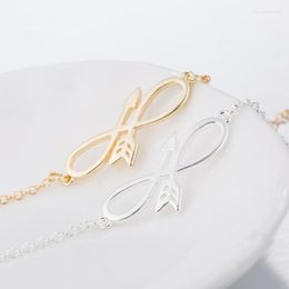 Link Chain Creative Number 8 Arrow Pendant Bracelet For Women Simple Design Gold Silver Color Hand Accessories Fashion Party Jewelry