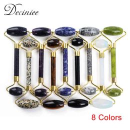 Natural Roller Slimming Face Massager Lifting Tool Jade Facial Stone Skin Beauty Care Multicolor 220512