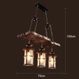 Pendant Lamps Retro LOFT Old Boat Solid Wood LED Lights Vintage Hanging Lamp For Living Room Dining Bedroom CafePendant