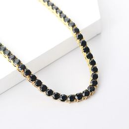 Chains ZHOUYANG Tennis Chain Necklaces For Men Hip Hop Jewelry Luxury Black Zircon Gold Color Punk Women Neck Accessories Gifts OHN017