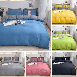 Morndream Solid Colour Sanding Duvet Cover Twin Queen King Size Bedclothes Comforter Microfiber Quilt with Pillowcase