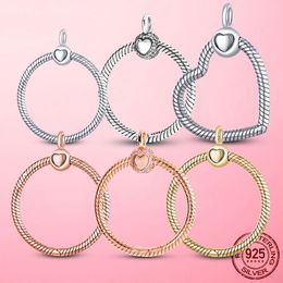 925 Silver Fit Pandora stitch Bead Moments Pave O Pendant Bracelet Charm Beads Dangle DIY Jewellery Accessories