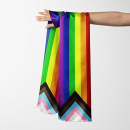 DHL Banner Flags Cross border LGBT satin rainbow scarf 15x135cm PRIDE DAY LOVE WINS gay scarf
