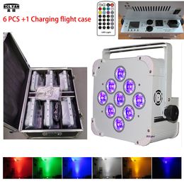 Factory wholesale New Pro 9pcs Battery Powered Uplight Led Wedding Wireless DMX RGBWAUV DJ Event Par Light With IR Remote