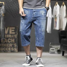 Men's Jeans Multi-pocket Cargo Cropped Denim Shorts Men's Summer Fashion Short Pants Male Jean Trousers Mens Cowboy ClothingMen's