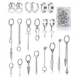 Dangle & Chandelier 20 Pcs Stainless Steel Huggie Hinged Hoop Earrings Kpop Korean Kit For Women Men Fashion Jewerly M0XF