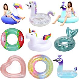 Unicorn Buoy Inflatable Adult Pool Floating Swim Rings Mermaid Backrest Inflatable Swimming Ring Beach Party Toys on Sale