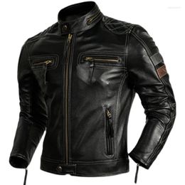 Men's Leather & Faux 2022 Black Genuine Jacket Men Stand Collar Motorcycle Style Plus Size 5XL Natural Cowhide Autumn Slim Fit Biker Coat