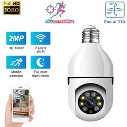 1080P Wireless Wifi ip Camera Mini Bulb Motion Detection Surveillance Cameras 360-degree Panoramic View Night Vision Micro Cam