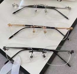 Brand Men Optical Glasses Frame Rimless Business Eyeglass Frames for Man Gold Silver Gun Colours Designer Mens Myopia Glasses Eyewear MB0130 with Original Case