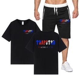 TRAPSTAR Summer Fashion Brand Casual Men's Suit Sportswear Track Suit Men's Sports Suit Short-Sleeved T-Shirt Shorts 2-Piece Set 220609