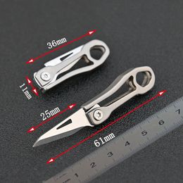 1Pcs High End Pocket Folding Knife 420J2 Satin Blade TC4 Titanium Alloy Handle Keychain Folder knives EDC Tools