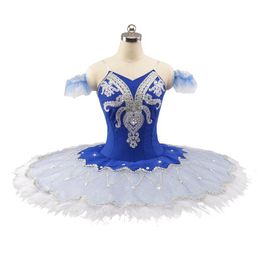 snow flakes UK - Stage Wear Customize Snow Queen Flakes Classical Pancake Tutu Girls Professional Ballet Costumes Nutcracker Female Performance 0063