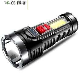 New Powerful Light COB Side Ultra-Bright Flashlight Portable Light Floodlight USB Rechargeable Outdoor Searchlight Household Lamp