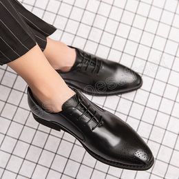 Men's Social Shoe Full Formal Dress Man Shoes Business Lace-up Oxford Minimalist Leather Shoes for Men Red Black