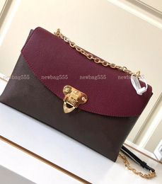 Women shoulder bag new fashion real oxidizing leather crossbody bags chain tote casual large volume black red color vintage purse cover closure with dust bag m43713