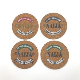 Personalised Printed Custom Drink er sets Mats Cork ers Soft Wooden Promotional Gifts wedding party gift 220621