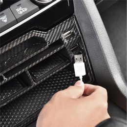 Car Organiser ABS Carbon Fibre Inner Console Storage Box With USB For 16-20 10th Generation Interior Accessories Stowing Tidying