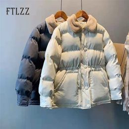 Female Short Padded Jacket Autumn Winter Slim Turn-down Collar Casual Coats Women Yellow Outwear Parkas Mujer Clothes 201127