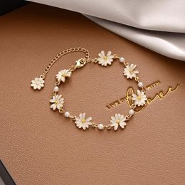 Charm Bracelets Trend Daisy On Hand Chains Flower Bangles For Women Fashion Jewellery Hanging Earring Pendiente Joyero Gifts Kent22