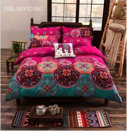Dbl.seven&c 2/3/4pcs Bohemian Linens Print Bedding Set Linen Bedspread on the Quilt Duvet Cover Pillowcase for Home