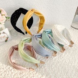 New Fashion Women Headband Wide Side Rhinestone Hairband Center Cross Knot Turban Girls Summer Hair Accessories