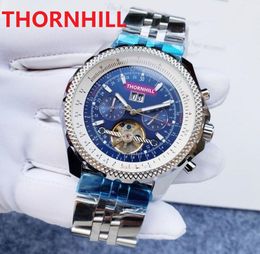 Big Fly Wheel Silver Blue Watches 47mm Automatic Movement 2813 Mechanical Business 904L Stainless Steel Self-wind Wristwatch montre de luxe gifts