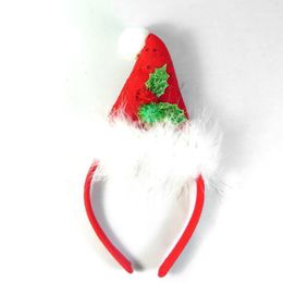 Christmas Decorations 2022 Fashion Hat On Headband With Leaf Fun Love Xmas Gift Woman Kit Party Decoration Red Sequin Material