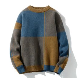 Men's Sweaters Mens Harajuku 2022 Autumn Winter Thick Pullover Men Fashion Patchwork Half Turtleneck Sweater Korean StreetwearMen's