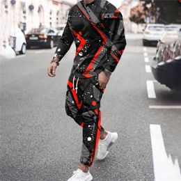 Men's Tracksuits Men's T-Shirt Long Sleeved Sports Suits 3D Printed Trend Essentials Tracksuit Casual Oversize Men Clothes Outfits Sports Pants 220826