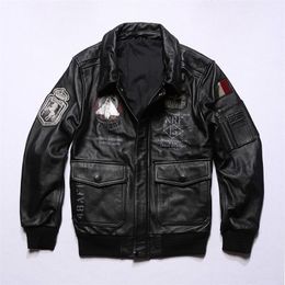 22091 Super Offer Read Description Asian size air force flight pilot cow leather jacket genuine cowhide leather jacket LJ201029