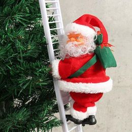 Electric Ladder Santa Christmas Figurine Ornament Decorations for Home Holiday Party Supplies Gift Y201020