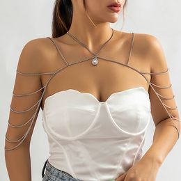 Fashion Exquisite Luxury Rhinestone Pendant Necklace Metal Chain Tube Top Skirt Shoulder Chain Sexy Body Chain Jewellery