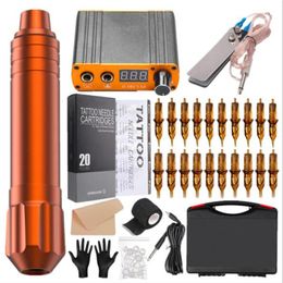 needles for tattoo guns Canada - 4 Style Professional Rotary Tattoo Gun Kits Complete Tattoos Pen Machine Set with Power Supply Needle Cartridges Makeup Eyebrow Bo272n