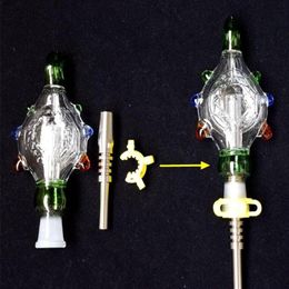 glass pendant kits Australia - NC Set 14mm 19mm Octopus Perc Pendants Design NC Kit with titanium mini glass water bong pipes308N