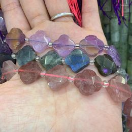 Other Natural Labradorite Amethyst Strawberry Quartz Beads 15'' Fore Leaf Clover DIY Loose For Jewelry Making Earring Rita22