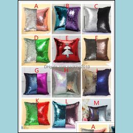 Pillow Case Bedding Supplies Home Textiles Garden !!! Sequin Cushion Er Pillowcase Mermaid Magical Color Changing Throw 30 Drop Delivery 2