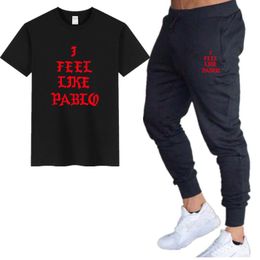 Men's Tracksuits Summer Men's T-shirt Casual Suits I Feel Like Pablo Clothing Man Sets Tops Pants Tracksuit Streetwear Men T Shirt SetMe